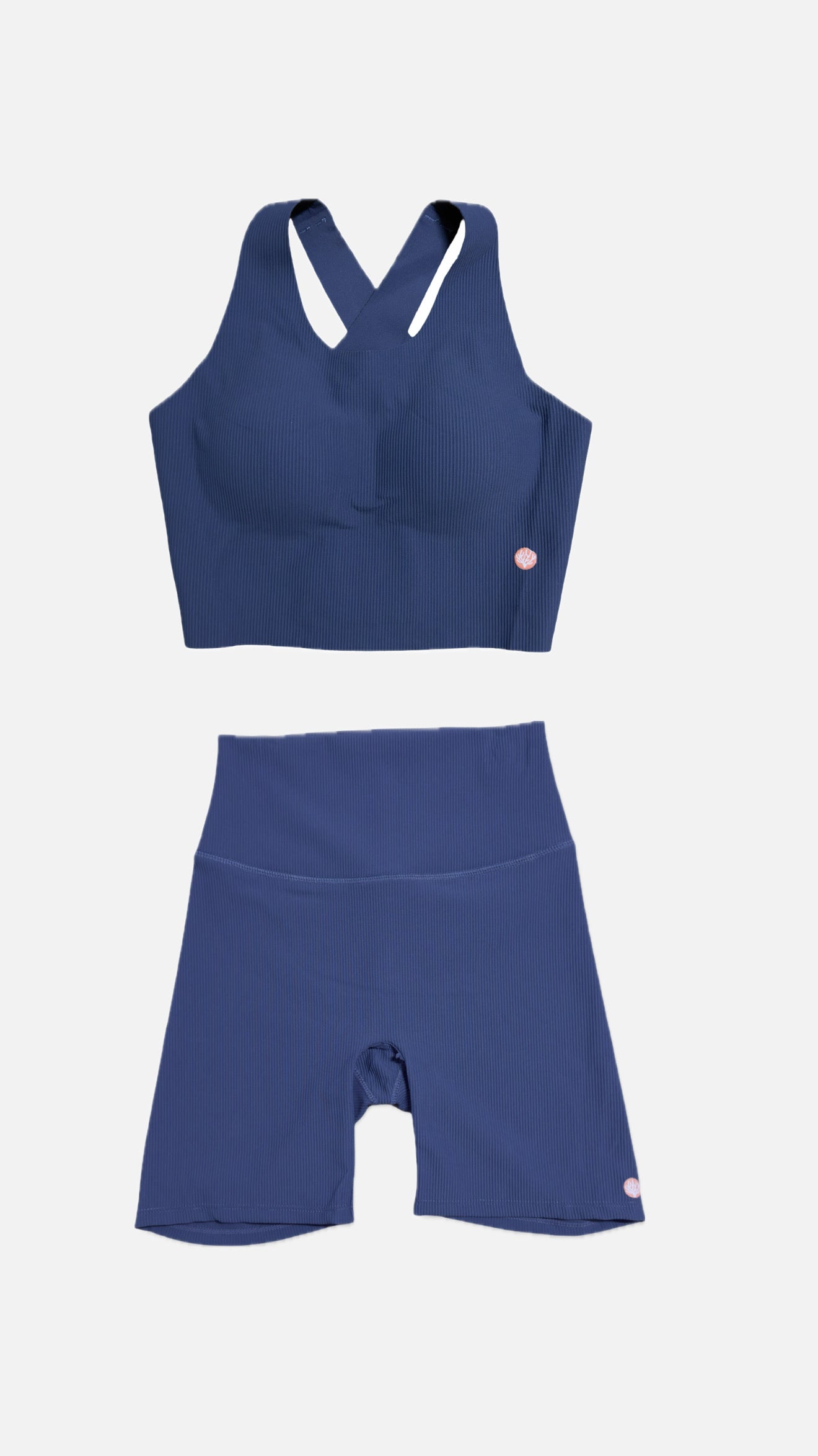 Conjunto de Calções e TOP canelado azul