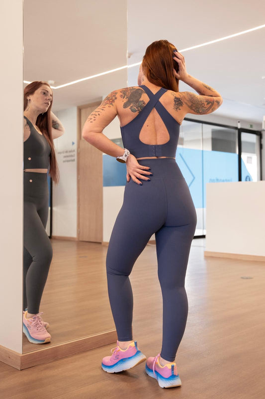 Conjunto Canelado Leggins Azul
