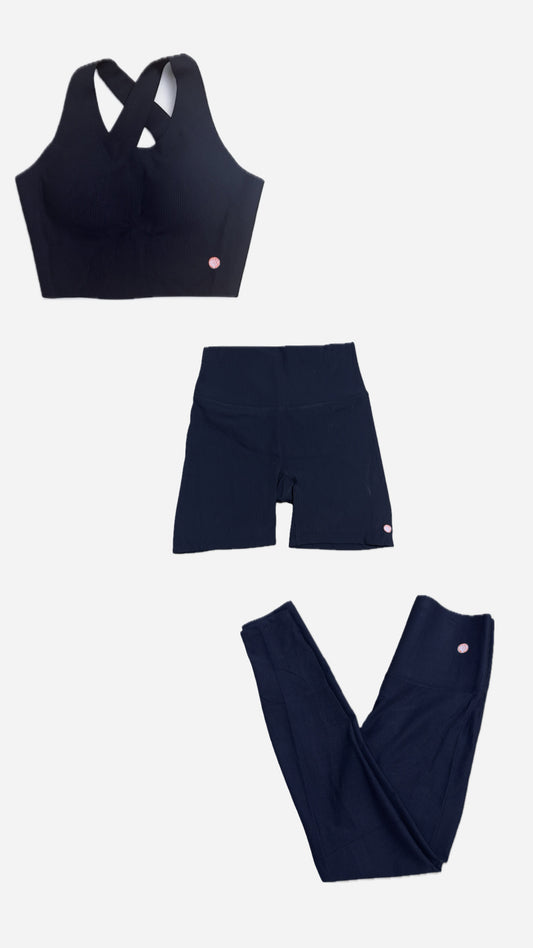 Conjunto 3 peças canelado preto