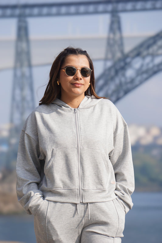 Conjunto Bomber Slim Cinza