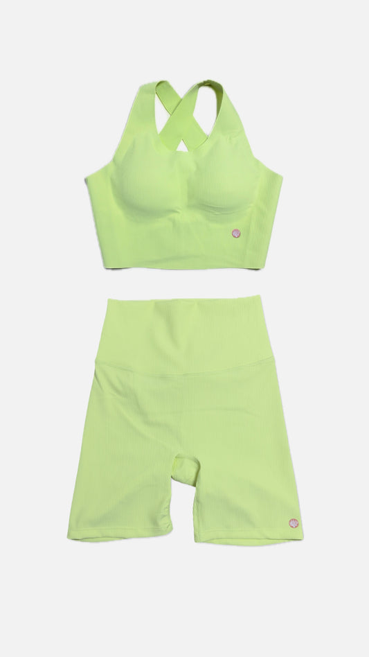 Conjunto de Calções e TOP canelado verde