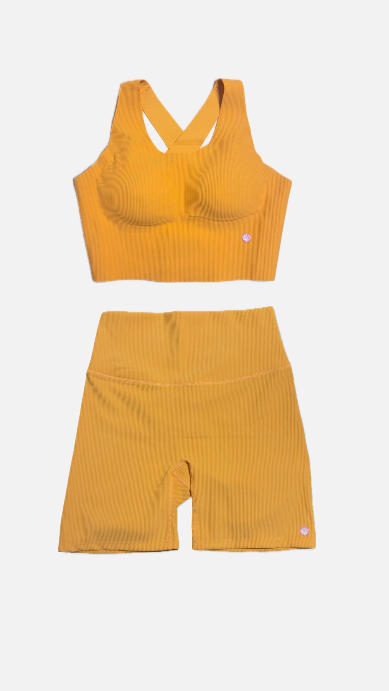 Conjunto de Calções e TOP canelado Laranja
