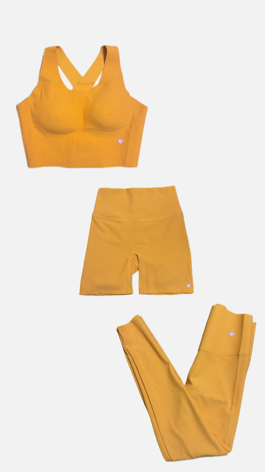 Conjunto 3 peças canelado Laranja