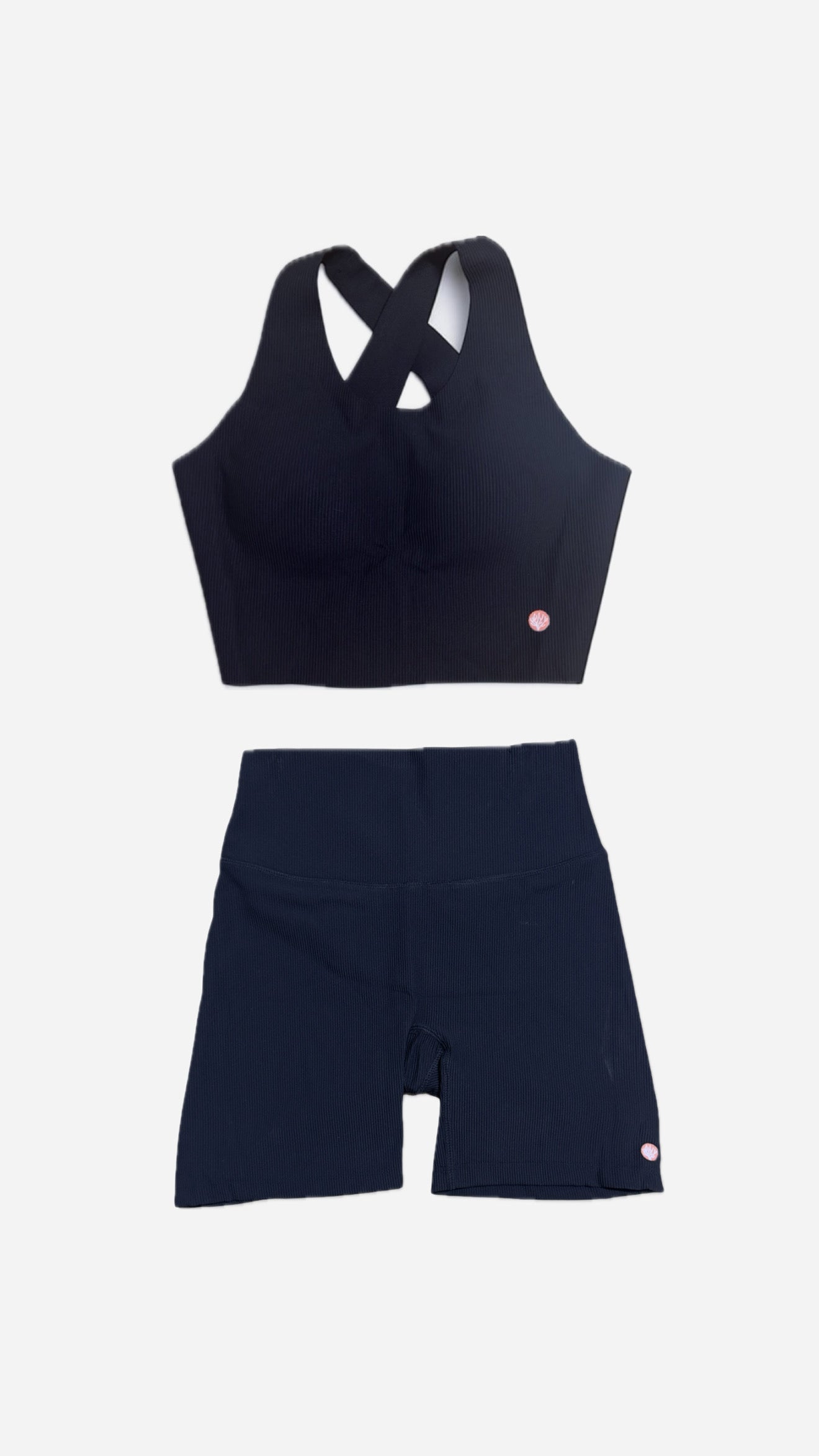 Conjunto de Calções e TOP canelado Preto